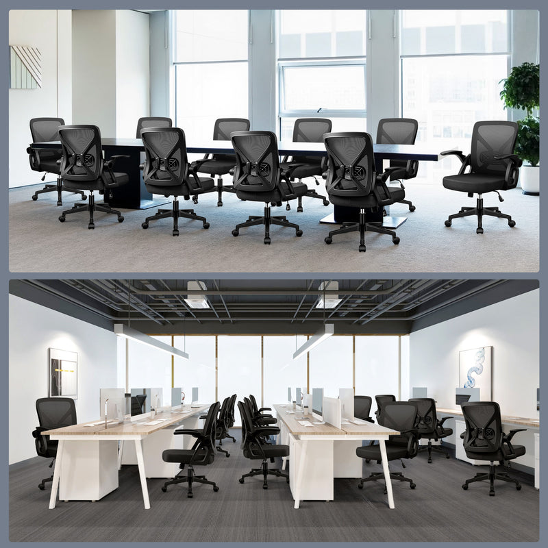 FelixKing Office Chair - Ergonomic Desk Chair Breathable Mesh Task with Wheels and Lumbar Support Home Desk Office Chairs with Flip up Armrest Rolling Swivel for Home Computer Black