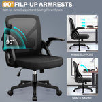 FelixKing Office Chair - Ergonomic Desk Chair Breathable Mesh Task with Wheels and Lumbar Support Home Desk Office Chairs with Flip up Armrest Rolling Swivel for Home Computer Black
