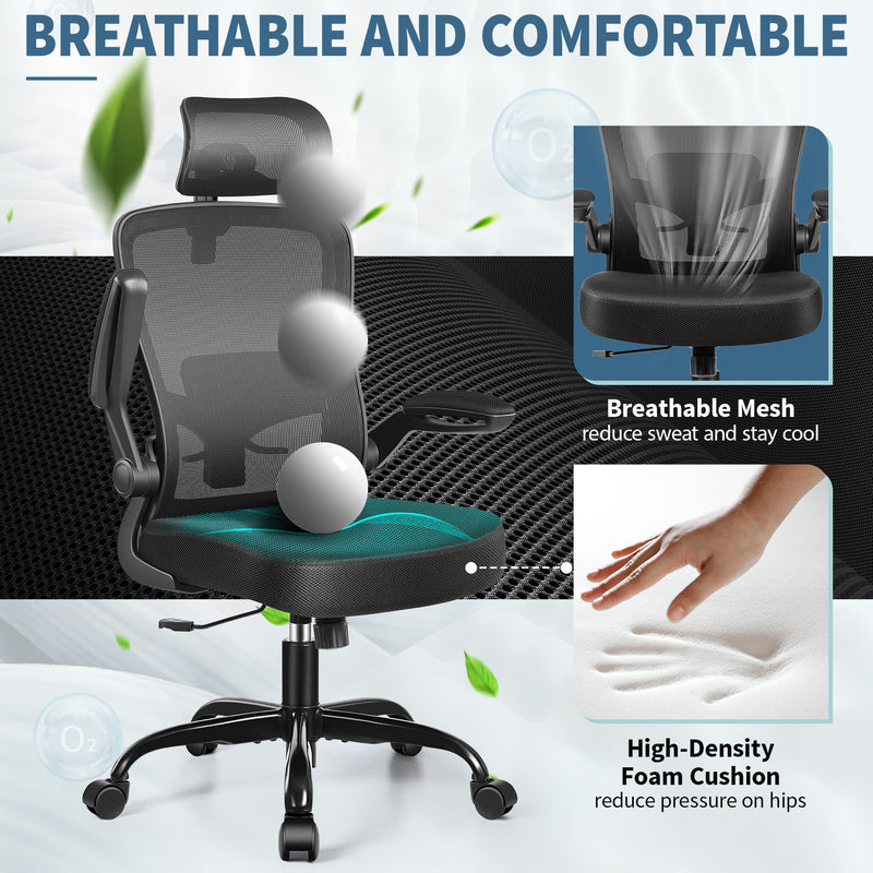 FelixKing Ergonomic Office Chair, Headrest Desk Chair Office Chair with Adjustable Lumbar Support, Home Office Swivel Task Chair with High Back and Armrest, Adjustable Height Gaming Chair