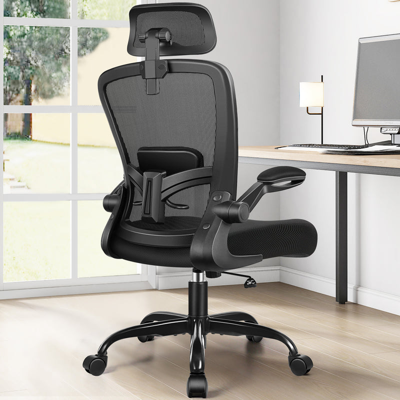 FelixKing Ergonomic Office Chair, Headrest Desk Chair Office Chair with Adjustable Lumbar Support, Home Office Swivel Task Chair with High Back and Armrest, Adjustable Height Gaming Chair