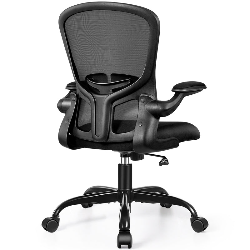 FelixKing Office Desk Chairs, Ergonomic PC Desk Chair with Wheels, Adjustable Lumbar Support and Height, Swivel Computer Chair with Flip-up Armrests, Ergo Mesh Backrest for Working (Black)